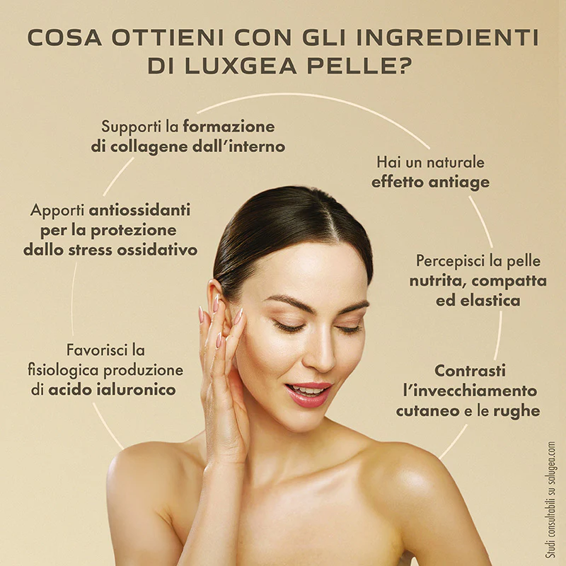 Salugea LuxGea Pelle Collagene da Bere Elasticità e Idratazione 30 Flaconi