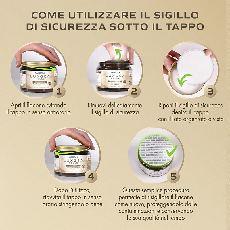 Salugea LuxGea Pelle Collagene da Bere Elasticità e Idratazione 30 Flaconi