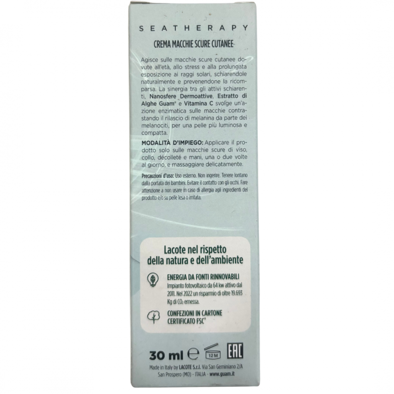 modalità d'uso di Guam SeaTherapy Crema Macchie Scure Azione Schiarente 30ml
