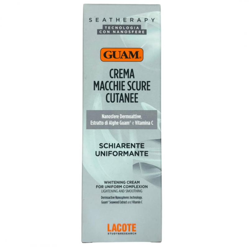 confezione di Guam SeaTherapy Crema Macchie Scure Azione Schiarente 30ml