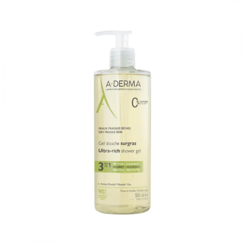 Un Flacone di A-Derma Surgras Gel Doccia Protettivo e Lenitivo per Pelle Secca 500 ml Un Flacone di A-Derma Surgras Gel Doccia Protettivo e Lenitivo per Pelle Secca 500 ml