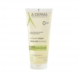 Un Flacone di A-Derma Gel Doccia Surgras Gel Doccia Protettivo e Lenitivo per Pelle Secca 200 ml