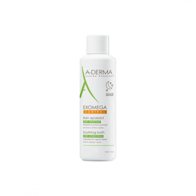 Un Flacone di A-Derma Exomega Control Bagno Lenitivo Anti-Prurito per Pelle Secca 200 ml Un Flacone di A-Derma Exomega Control Bagno Lenitivo Anti-Prurito per Pelle Secca 200 ml