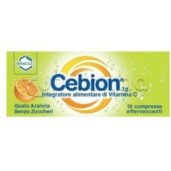 Cebion 10 Compresse Effervescenti 1 gr Senza Zucchero Vitamina C Gusto Arancia