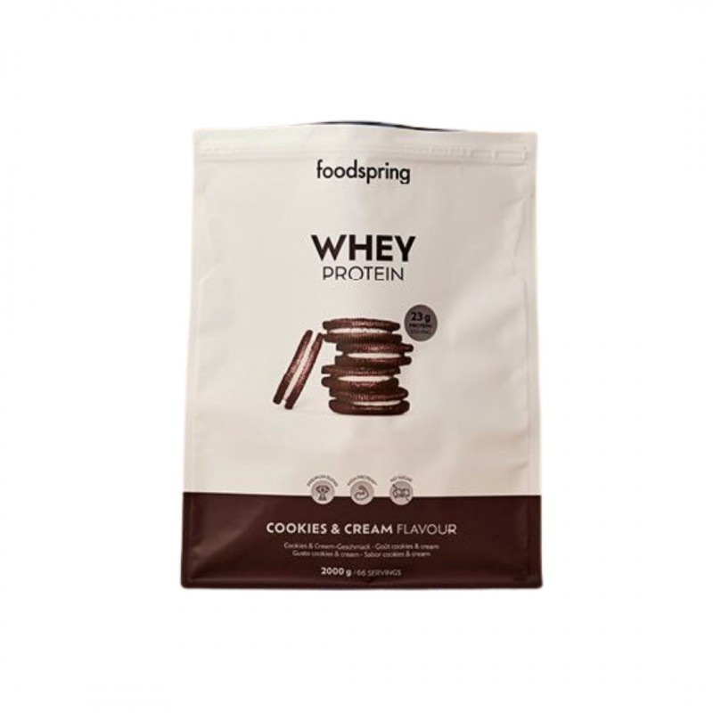 Una Confezione di Foodspring Proteine Whey Gusto Biscotti e Crema 2 kg Una Confezione di Foodspring Proteine Whey Gusto Biscotti e Crema 2 kg