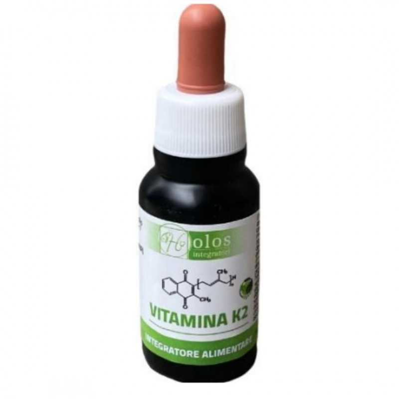 Flacone in gocce di Holos Vitamina K2 Integratore per Ossa 20ml Flacone in gocce di Holos Vitamina K2 Integratore per Ossa 20ml