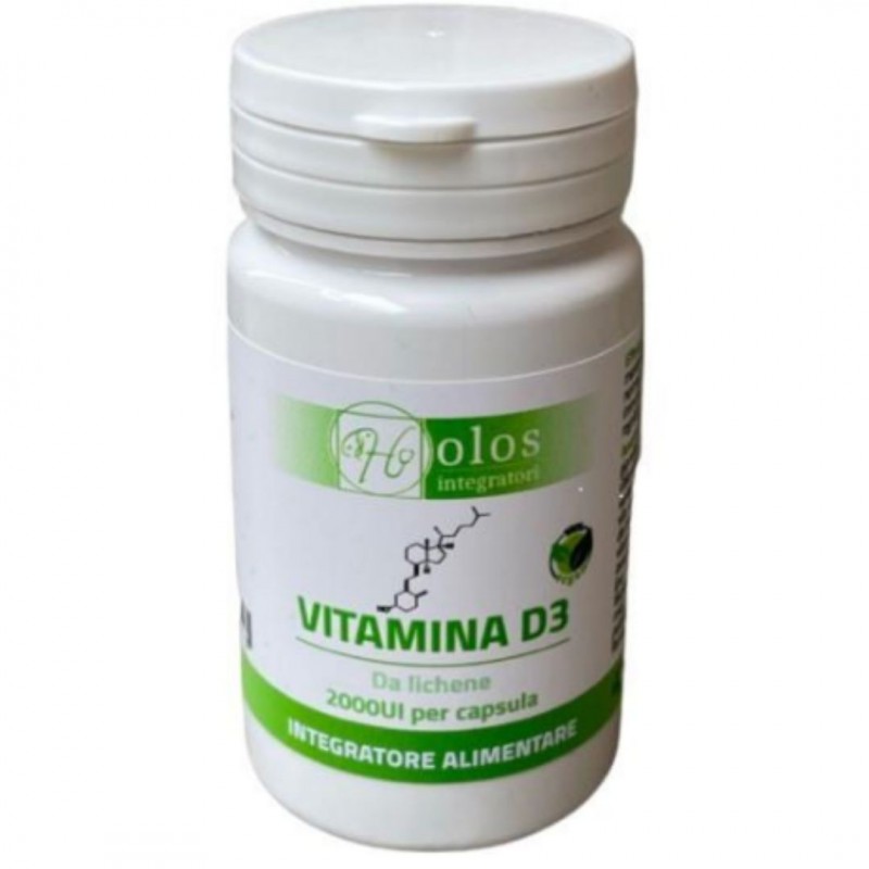 Barattolo di Holos Vitamina D3 Integratore per Ossa e Denti 60 Capsule Barattolo di Holos Vitamina D3 Integratore per Ossa e Denti 60 Capsule
