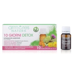 Confezione e flacone di Armores Natura 10 Giorni Detox Integratore Drenante e Depurativo 10 Flaconcini Confezione e flacone di Armores Natura 10 Giorni Detox Integratore Drenante e Depurativo 10 Flaconcini
