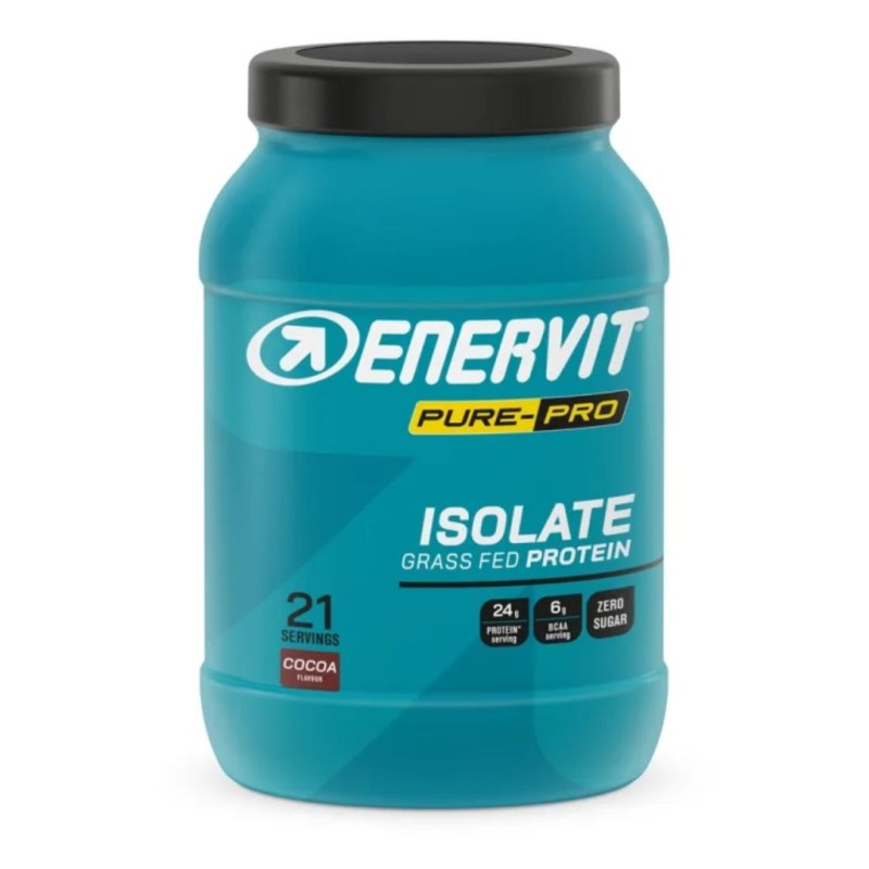 Barattolo di Enervit Pure Pro 100% Whey Protein Isolate Integratore Proteine Siero Latte al Cacao 630g Barattolo di Enervit Pure Pro 100% Whey Protein Isolate Integratore Proteine Siero Latte al Cacao 630g
