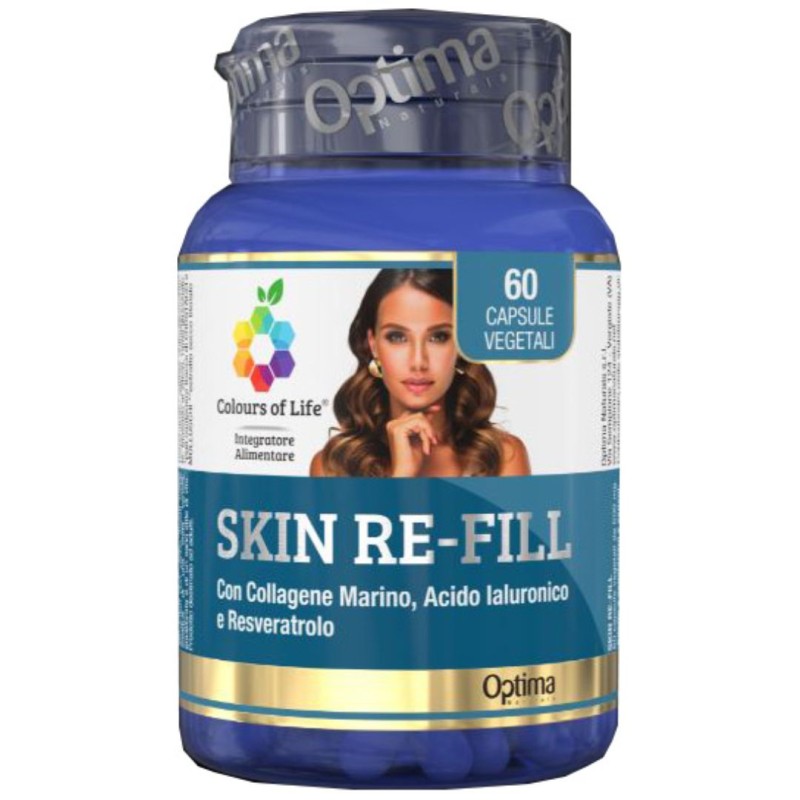 Barattolo di Optima Naturals Skin Re-Fill Integratore per la Pelle 60 Capsule Vegetali Barattolo di Optima Naturals Skin Re-Fill Integratore per la Pelle 60 Capsule Vegetali