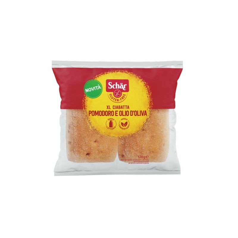 Schar XL Ciabatta Pomodori e Olio d'Oliva per Dieta Senza Glutine 2x85g Schar XL Ciabatta Pomodori e Olio d'Oliva per Dieta Senza Glutine 2x85g