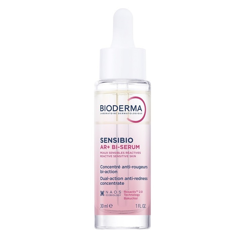 flacone di Bioderma Sensibio AR+ Bi-Siero Concentrato Antirossore 30ml