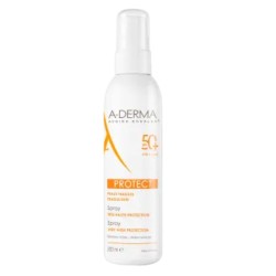 Flacone di A-Derma Protect Spray Solare Pelle Sensibile SPF50+ 200ml