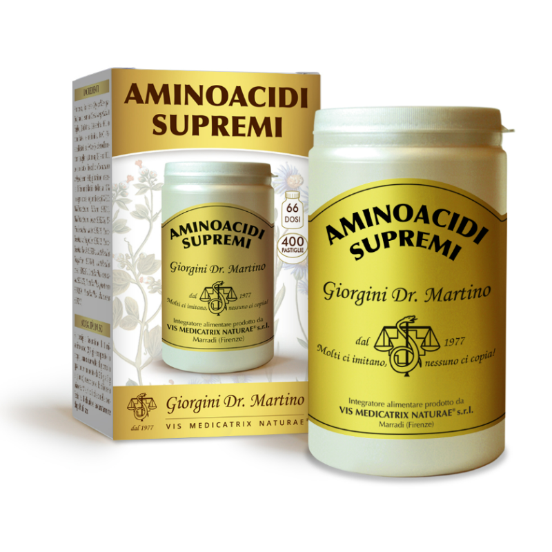 confezione di Dr. Giorgini Aminoacidi Supremi per Benessere Fisico 400 Pastiglie