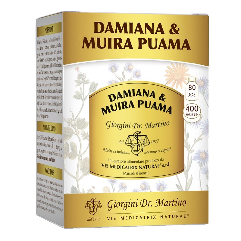 confezione di Dr. Giorgini Damiana & Muira Puama Integratore Stanchezza 400 Pastiglie