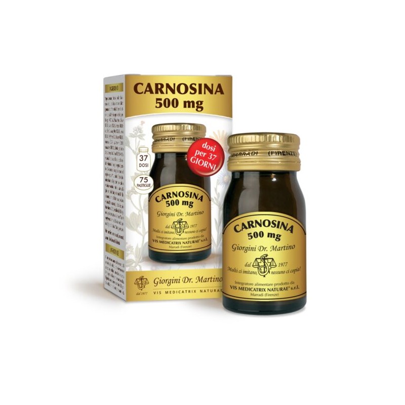 confezione di Dr. Giorgini Carnosina 500mg Integratore 75 Pastiglie