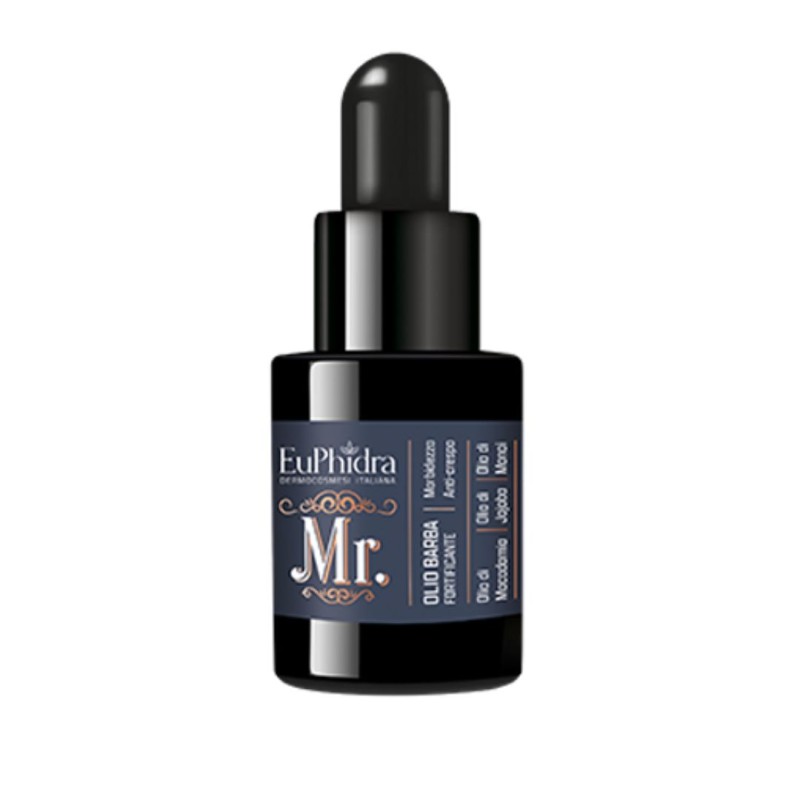 Flacone di Euphidra Mr Olio Nutriente Barba e Baffi Fortificante 15 ml Flacone di Euphidra Mr Olio Nutriente Barba e Baffi Fortificante 15 ml