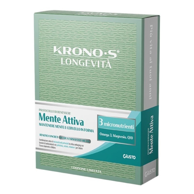 Confezione di Kronos Cofanetto Mente Attiva Integratore Alimentare 50 Compresse + 10 Bustine