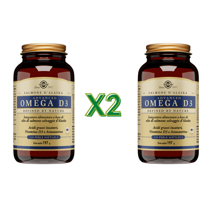 2 Confezioni di Solgar Advanced Omega D3 Integratore Omega 3 120 Perle 2 Confezioni di Solgar Advanced Omega D3 Integratore Omega 3 120 Perle