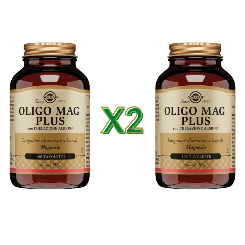 2 Confezioni di Solgar Oligo Mag Plus Integratore per Stanchezza e Stress 100 Tavolette