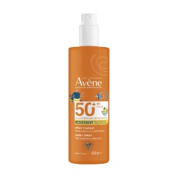 flacone di Avene Eau Thermale Spray Solare Famiglia con SPF 50+ 400 ml flacone di Avene Eau Thermale Spray Solare Famiglia con SPF 50+ 400 ml