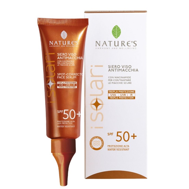 confezione e flacone Bios Line Nature's I Solari Siero Solare Viso Antimacchia SPF50+ 50ml confezione e flacone Bios Line Nature's I Solari Siero Solare Viso Antimacchia SPF50+ 50ml