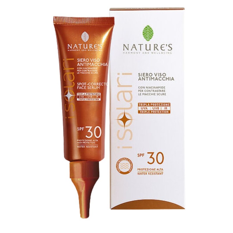 confezione e flacone Bios Line Nature's I Solari Siero Solare Viso Antimacchia SPF30 50ml confezione e flacone Bios Line Nature's I Solari Siero Solare Viso Antimacchia SPF30 50ml