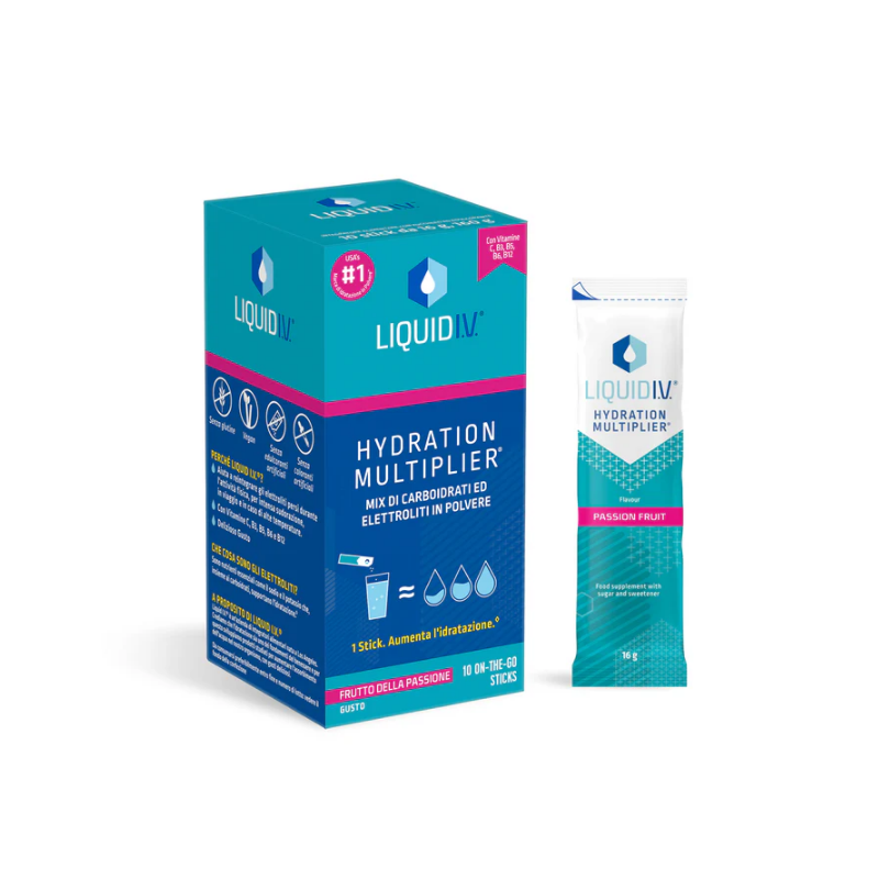 confezione di Liquid IV Hydration Multiplier Integratore Idratante con Vitamine 10 Stick Passion Fruit confezione di Liquid IV Hydration Multiplier Integratore Idratante con Vitamine 10 Stick Passion Fruit