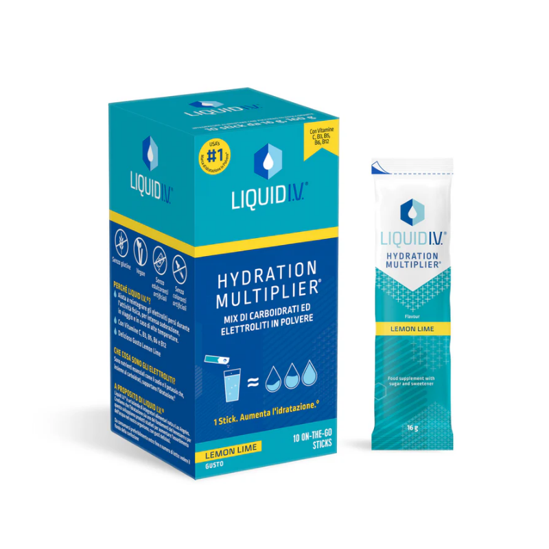 confezione di Liquid IV Hydration Multiplier Integratore Idratante con Vitamine 10 Stick Limone confezione di Liquid IV Hydration Multiplier Integratore Idratante con Vitamine 10 Stick Limone