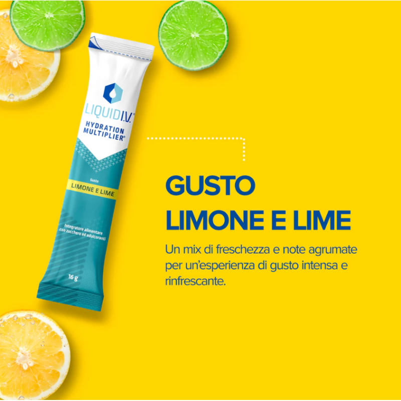 Liquid IV Hydration Multiplier Integratore Idratante con Vitamine 10 Stick Limone Liquid IV Hydration Multiplier Integratore Idratante con Vitamine 10 Stick Limone
