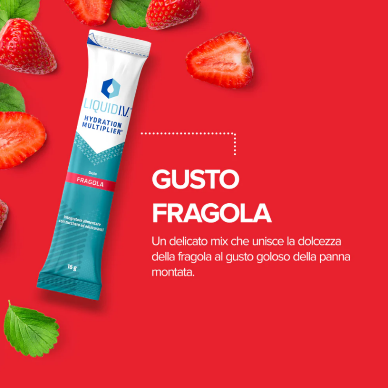 Liquid IV Hydration Multiplier Integratore Idratante con Vitamine 10 Stick Fragola Liquid IV Hydration Multiplier Integratore Idratante con Vitamine 10 Stick Fragola