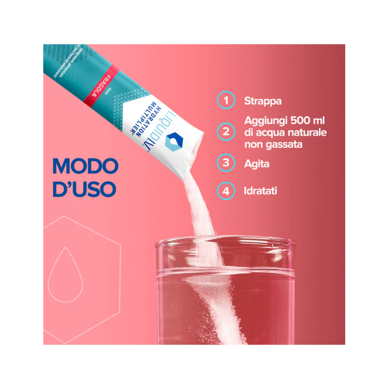 Liquid IV Hydration Multiplier Integratore Idratante con Vitamine 10 Stick Fragola Liquid IV Hydration Multiplier Integratore Idratante con Vitamine 10 Stick Fragola