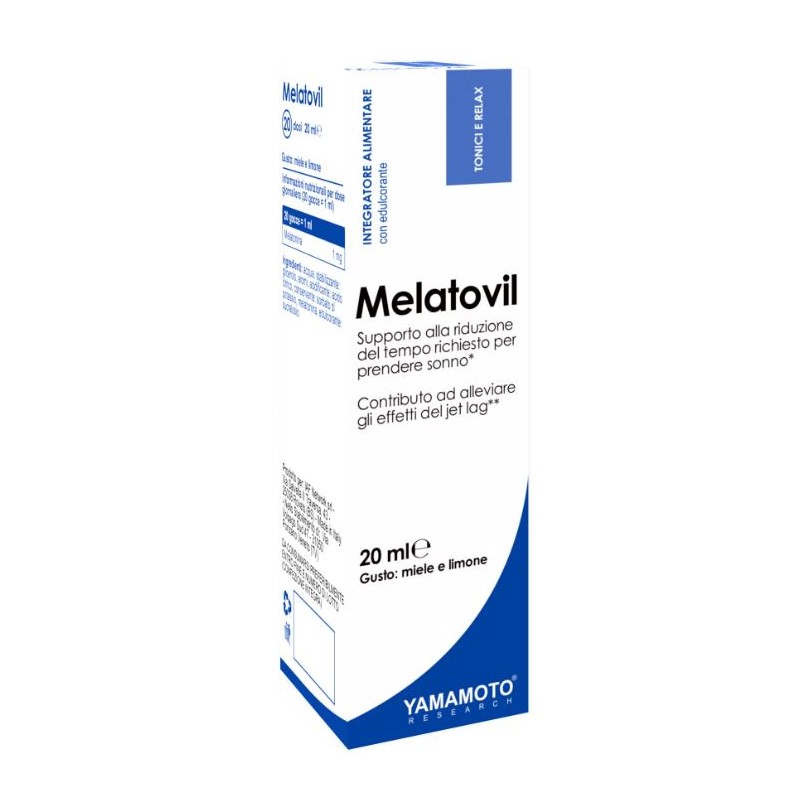 confezione di Yamamoto Melatovil Integratore per il Sonno 20ml confezione di Yamamoto Melatovil Integratore per il Sonno 20ml