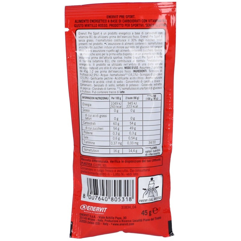 Vista del prodotto PRE SPORT MIRTILLO ROSSO 1BUST Vista del prodotto PRE SPORT MIRTILLO ROSSO 1BUST