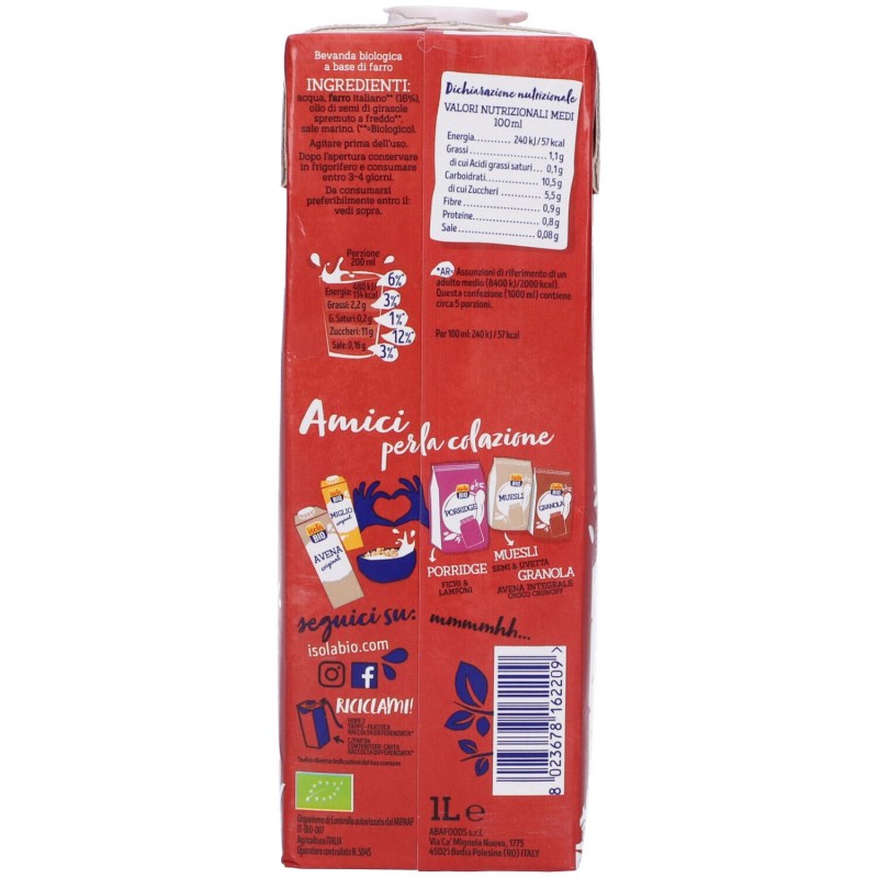 Dettaglio del packaging di FARRO DRINK 1L Dettaglio del packaging di FARRO DRINK 1L