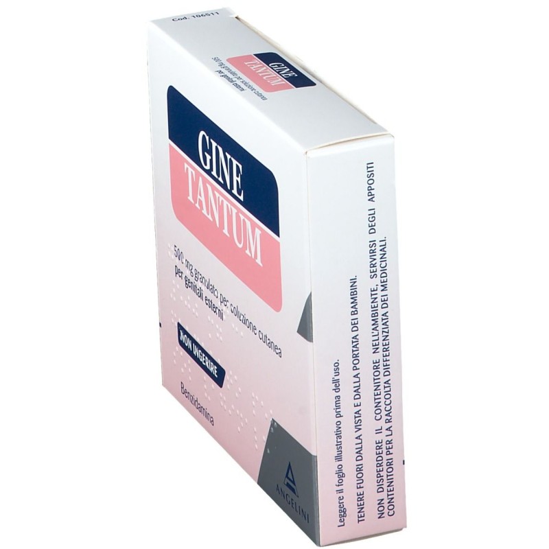Scatola originale del prodotto Ginetantum 10 Bustine Vaginali 500 mg (ex Tantum Rosa)