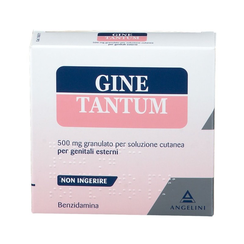 Confezione commerciale diGinetantum 10 Bustine Vaginali 500 mg (ex Tantum Rosa)