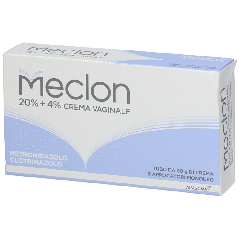 Confezione commerciale diMeclon Crema Vaginale 30 gr 20 %+ 4 % + Applicatore