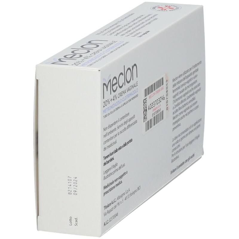 Dettaglio del packaging di Meclon Crema Vaginale 30 gr 20 %+ 4 % + Applicatore