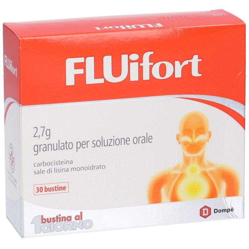 Pack ufficiale del prodotto Fluifort 2,7g 30 Bustine per Tosse e Catarro