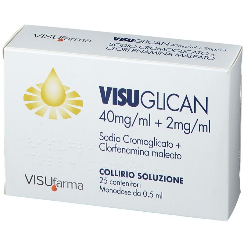 Primo piano di Visuglican Collirio 25 Dosi 4% + 0,2% per Congiuntiviti di Varia Natura