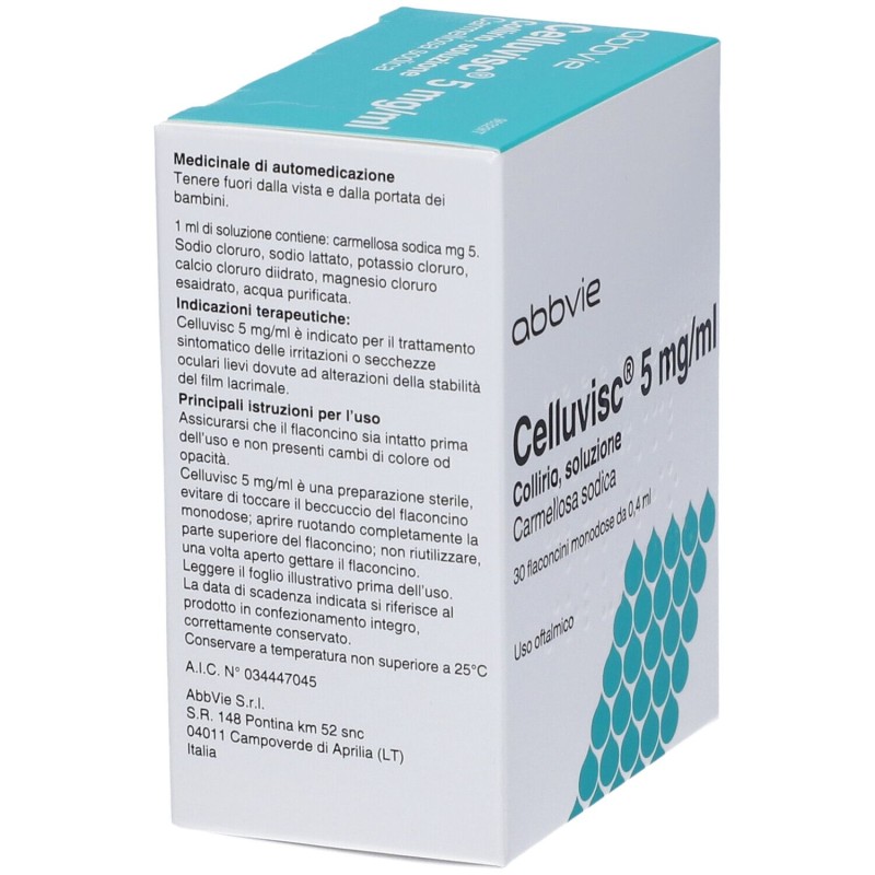 Foto esplicativa di Celluvisc Collirio Monodose Idratante e Lubrificante 30 Flaconcini 0,4 ml 5 mg/ml
