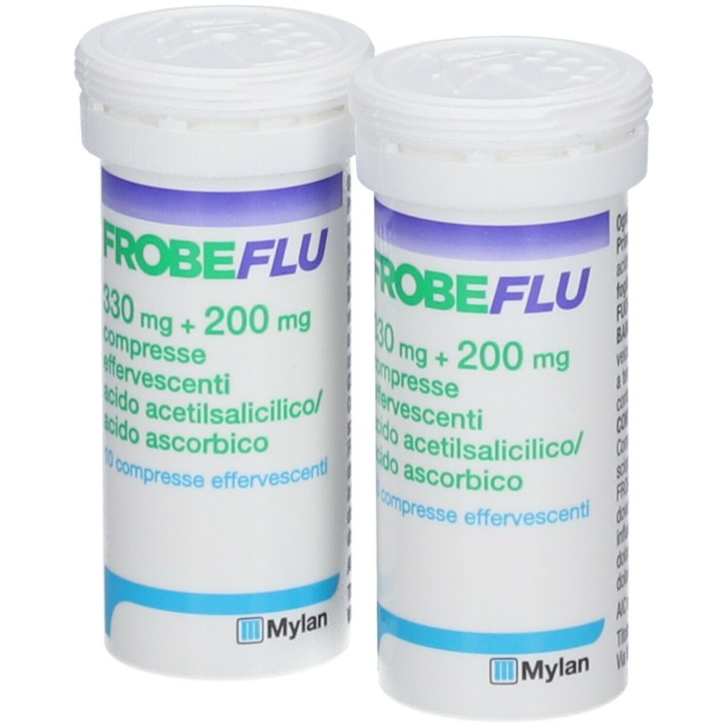 Scatola originale del prodotto Frobeflu Acido Acetilsalicilico e Vitamina C 20 Compresse Effervescenti Equivalente Aspirina C Scatola originale del prodotto Frobeflu Acido Acetilsalicilico e Vitamina C 20 Compresse Effervescenti Equivalente Aspirina C