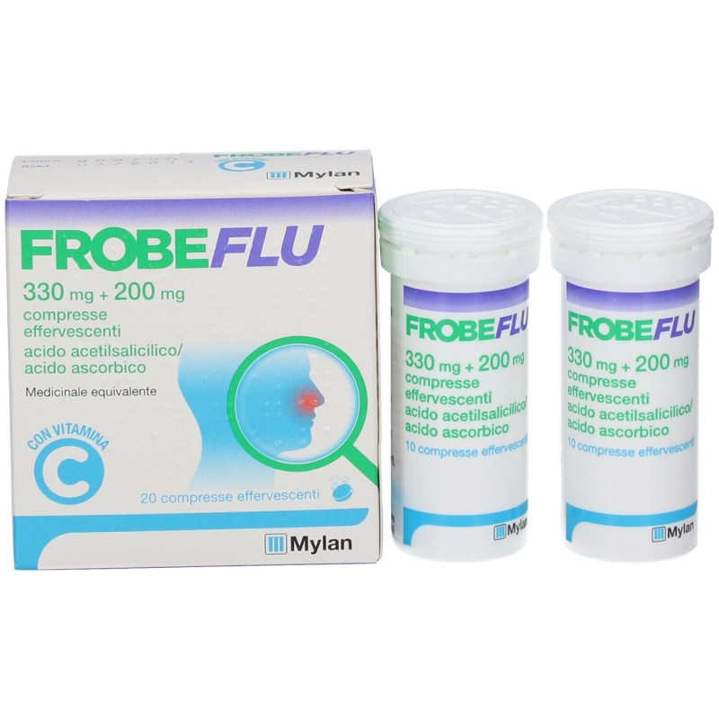 Foto ravvicinata di Frobeflu Acido Acetilsalicilico e Vitamina C 20 Compresse Effervescenti Equivalente Aspirina C Foto ravvicinata di Frobeflu Acido Acetilsalicilico e Vitamina C 20 Compresse Effervescenti Equivalente Aspirina C