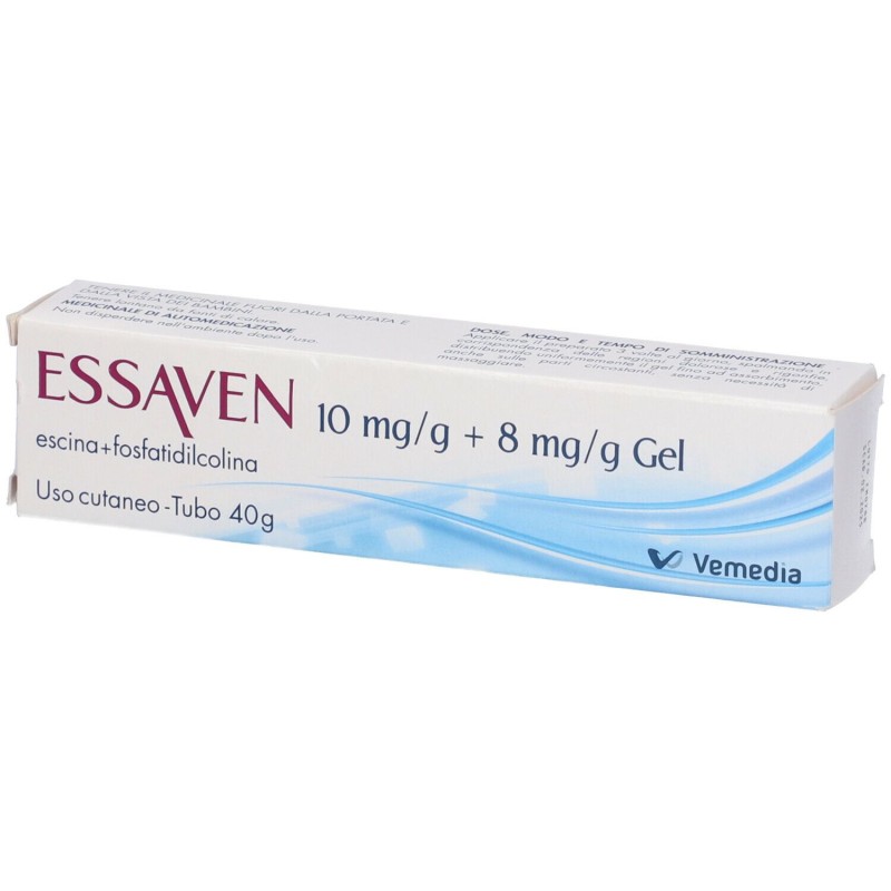 Presentazione grafica di Essaven Gel C.M 40 Grammi 1% + 0,8% per Gambe Pesanti ed Ematomi