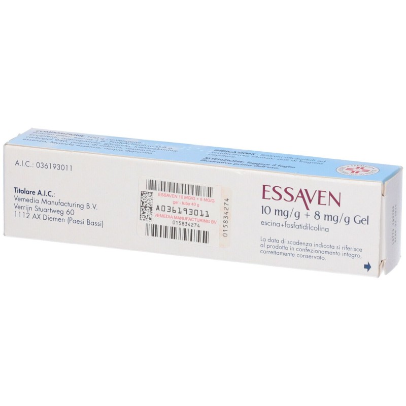 Pack ufficiale del prodotto Essaven Gel C.M 40 Grammi 1% + 0,8% per Gambe Pesanti ed Ematomi