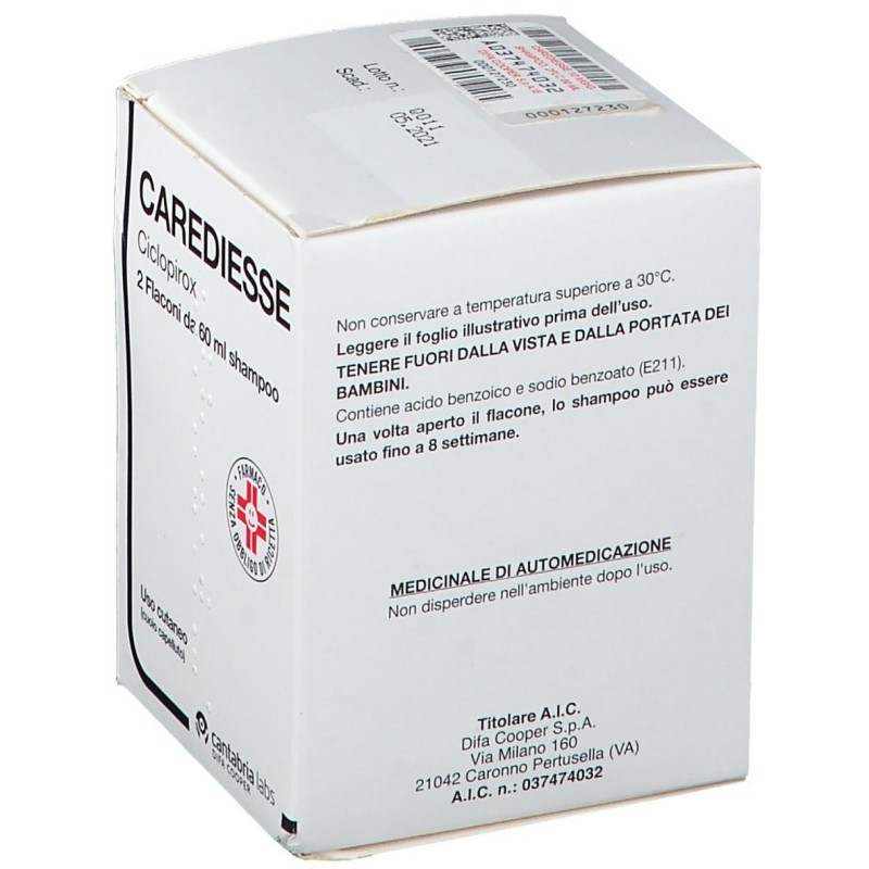 Pack ufficiale del prodotto Carediesse Shampoo Per Dermatite Seborroica 2 Flaconi 60ml