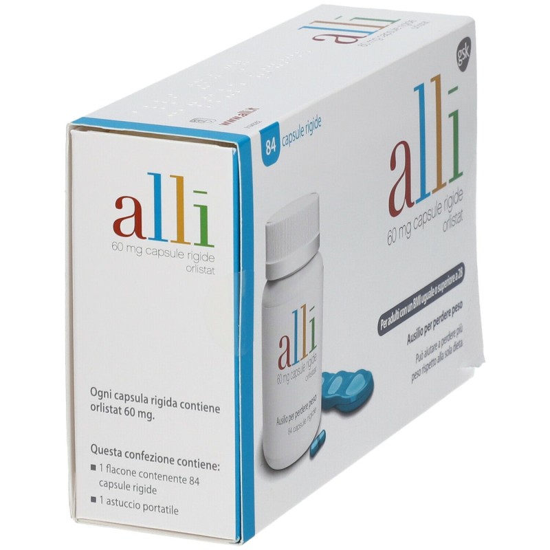 Scatola originale del prodotto Alli Farmaco per Perdita di Peso 84 Capsule 60mg Scatola originale del prodotto Alli Farmaco per Perdita di Peso 84 Capsule 60mg