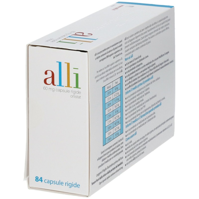 Foto ravvicinata di Alli Farmaco per Perdita di Peso 84 Capsule 60mg Foto ravvicinata di Alli Farmaco per Perdita di Peso 84 Capsule 60mg