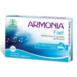 Confezione commerciale diArmonia Fast 1 mg Melatonina per Prendere Sonno 120 Compresse